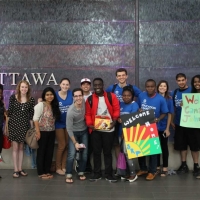 A group of students pose for the camera.