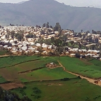 View of refugee camp form the sky.