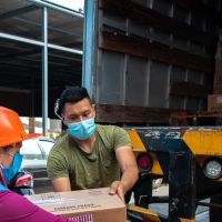 Delivering soaps to Peru