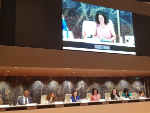 Panel of eight people - predominantly women - speaking