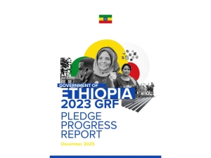 Report cover with a collage of black and white images, from left: A man on the phone, a woman smiling at the camera, a woman holding up what looks like an ID card, and a person herding horned cows