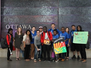 A group of students pose for the camera.