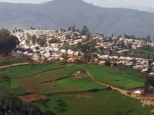 View of refugee camp form the sky.