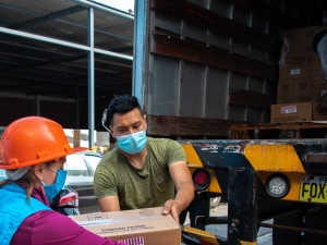 Delivering soaps to Peru