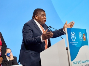 Martin Chungong speaking at the 143rd IPU Assembly November 2021 c IPU