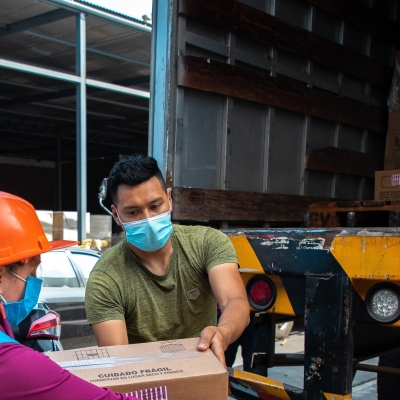 Delivering soaps to Peru