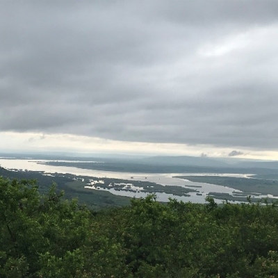 Panoramic view of Nakivale refugee settlement around Lake Nakivale