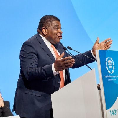 Martin Chungong speaking at the 143rd IPU Assembly November 2021 c IPU