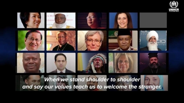 Still from the video showing photos of different faith leaders