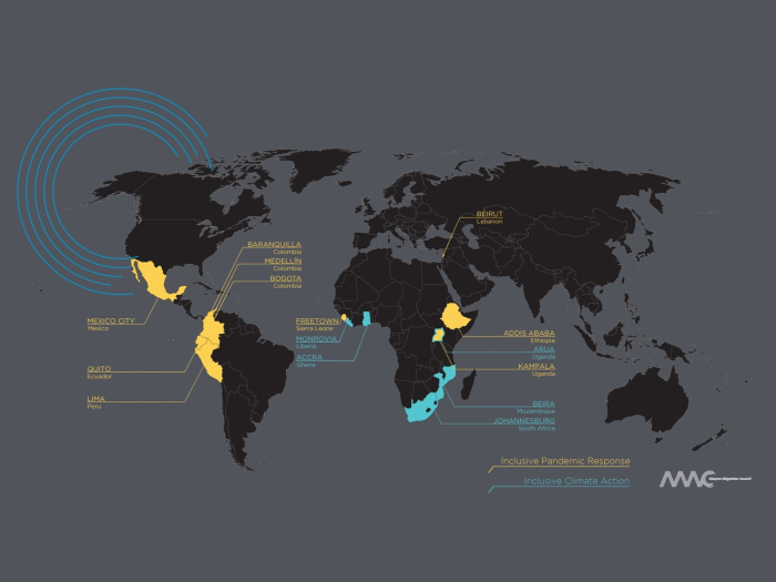 Map showing where GCF has been implemented for pandemic response and inclusive climate action