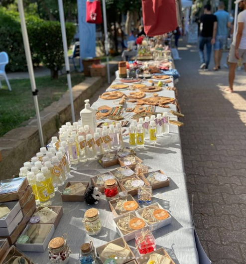 A stall with various products