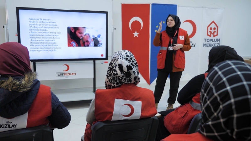 Women participate in a training.