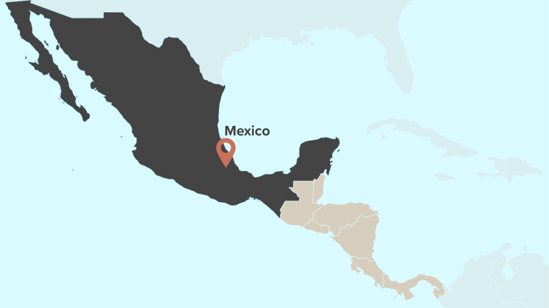 Map displaying location of Mexico