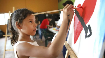 A girl painting a heart