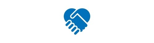 Icon of two hands shaking one another, forming the shape of a heart