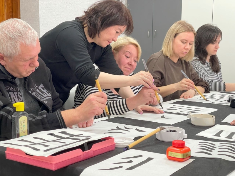 Adults doing a crafts activity