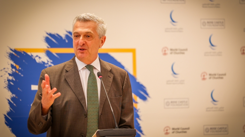 High Commissioner Filippo Grandi giving a speach