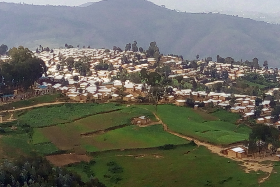 View of refugee camp form the sky.