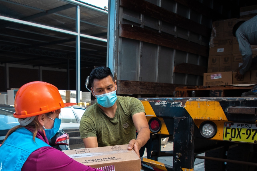 Delivering soaps to Peru