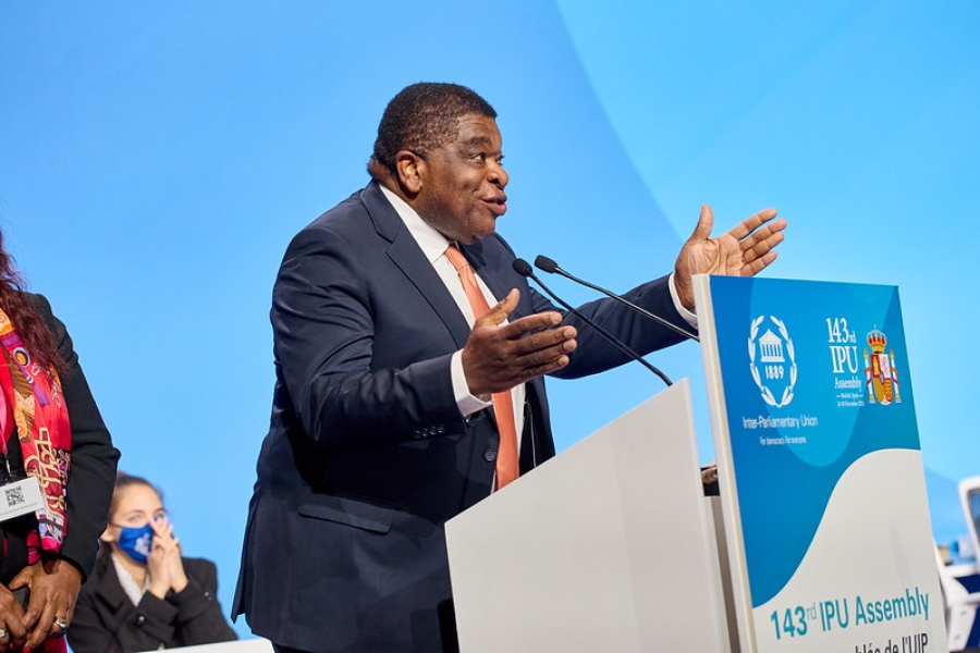 Martin Chungong speaking at the 143rd IPU Assembly November 2021 c IPU